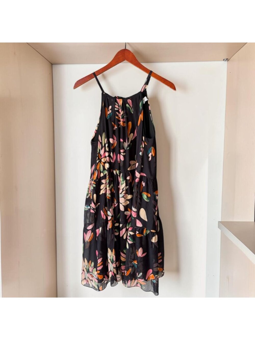 FRNCH Mona Arianna Silk-Blend Mini Tiered Halter Dress Anthropologie Medium - Picture 4 of 13